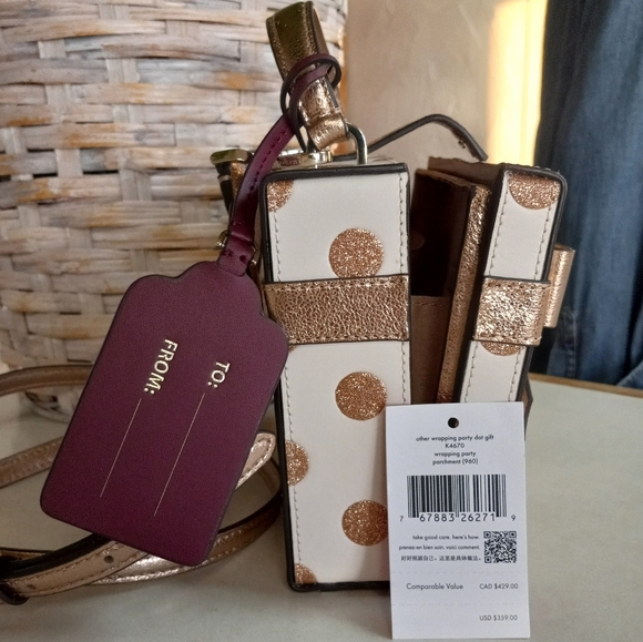 Kate Spade New York Crossbody Bag, Wrapping Party Gift Box. Parchment & Gold - Picture 7 of 12